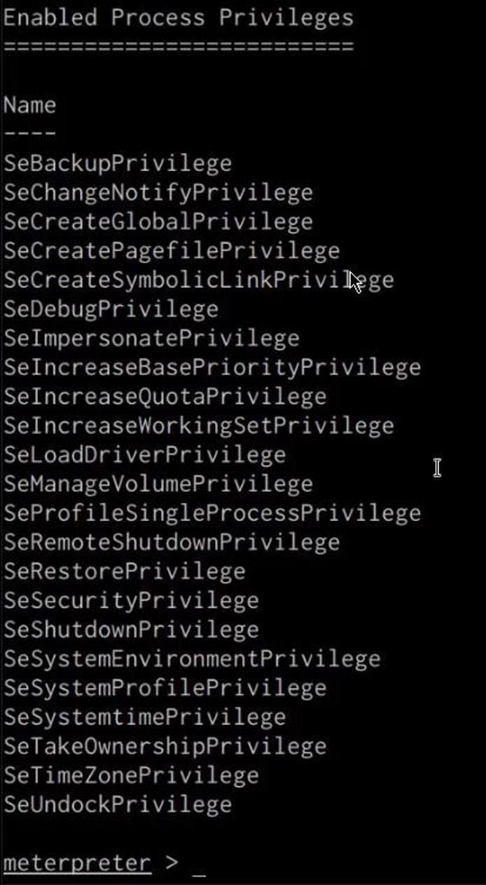 getprivs output